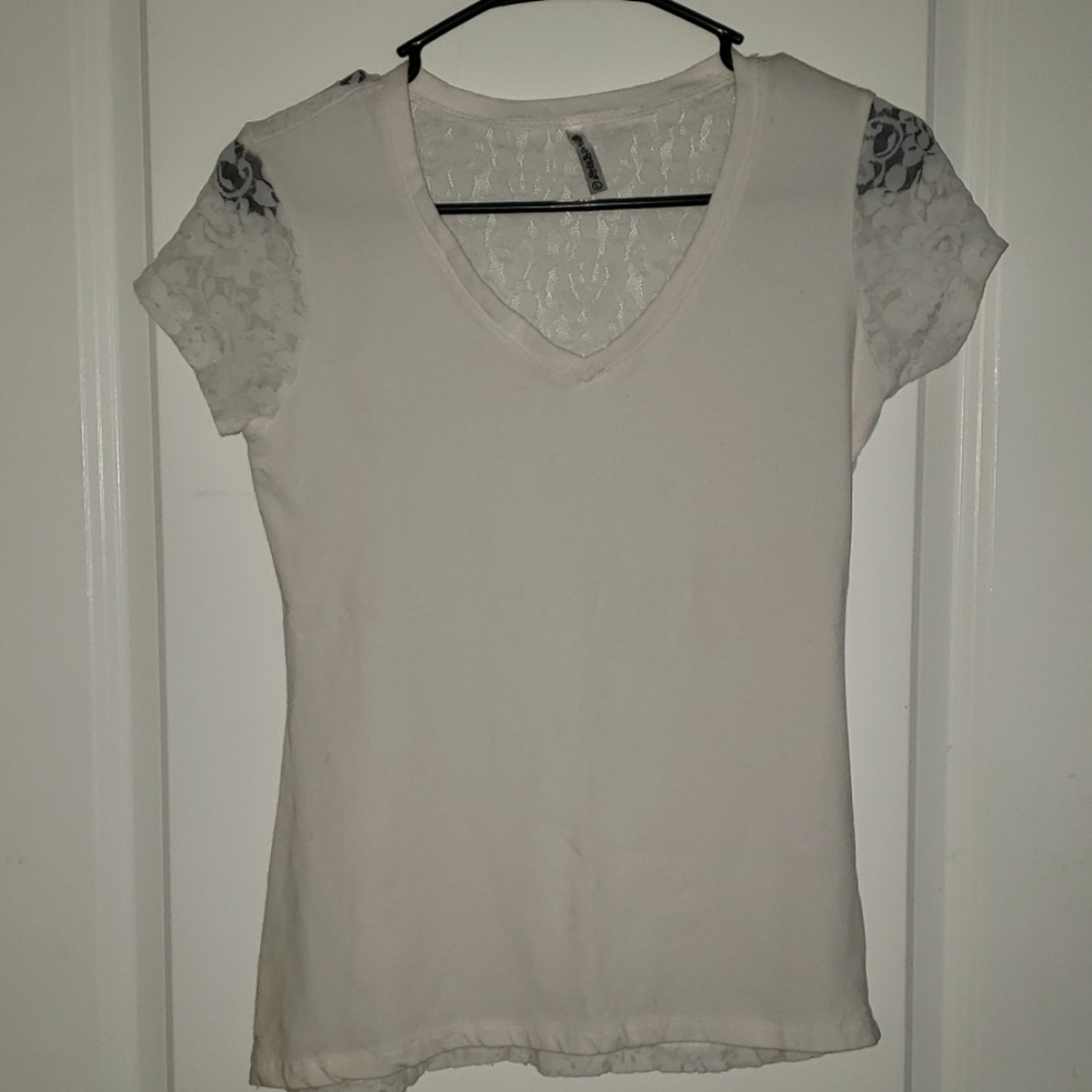 White shirt w/ lace back